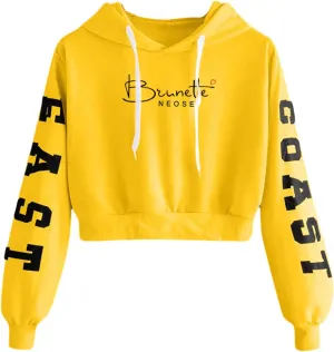 Womens Y2k Hoodies Cropped Sweatshirts Letter Graphic Print Pullover Oversized Casual Blouse Loose Teen Girls Tops