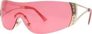 Wrap Around Y2K Sunglasses for Women Men Shield Flat Top Sunglasses Futuristic Frameless Gradient Lens Sun Glasses