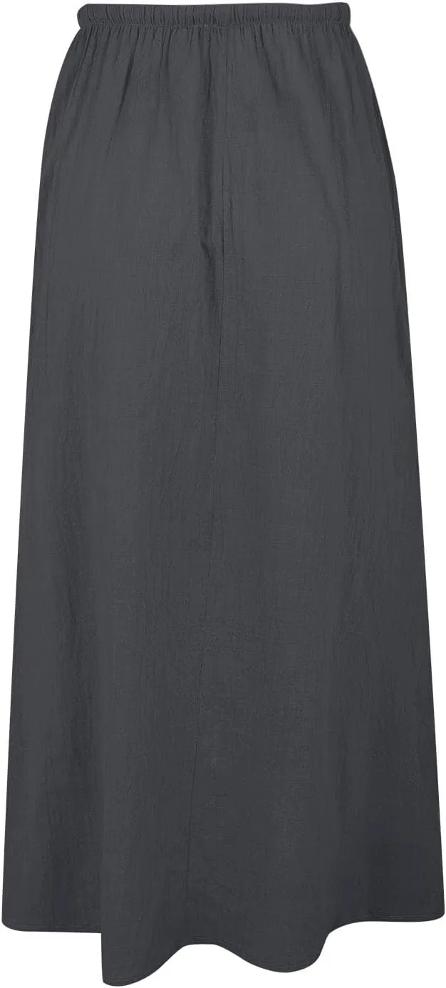 XOWRTE Linen Maxi Skirts for Women Trendy Summer Comfy Drawstring Waist A Line Skirts Cute Vacation Boho Long Flowy Skirts