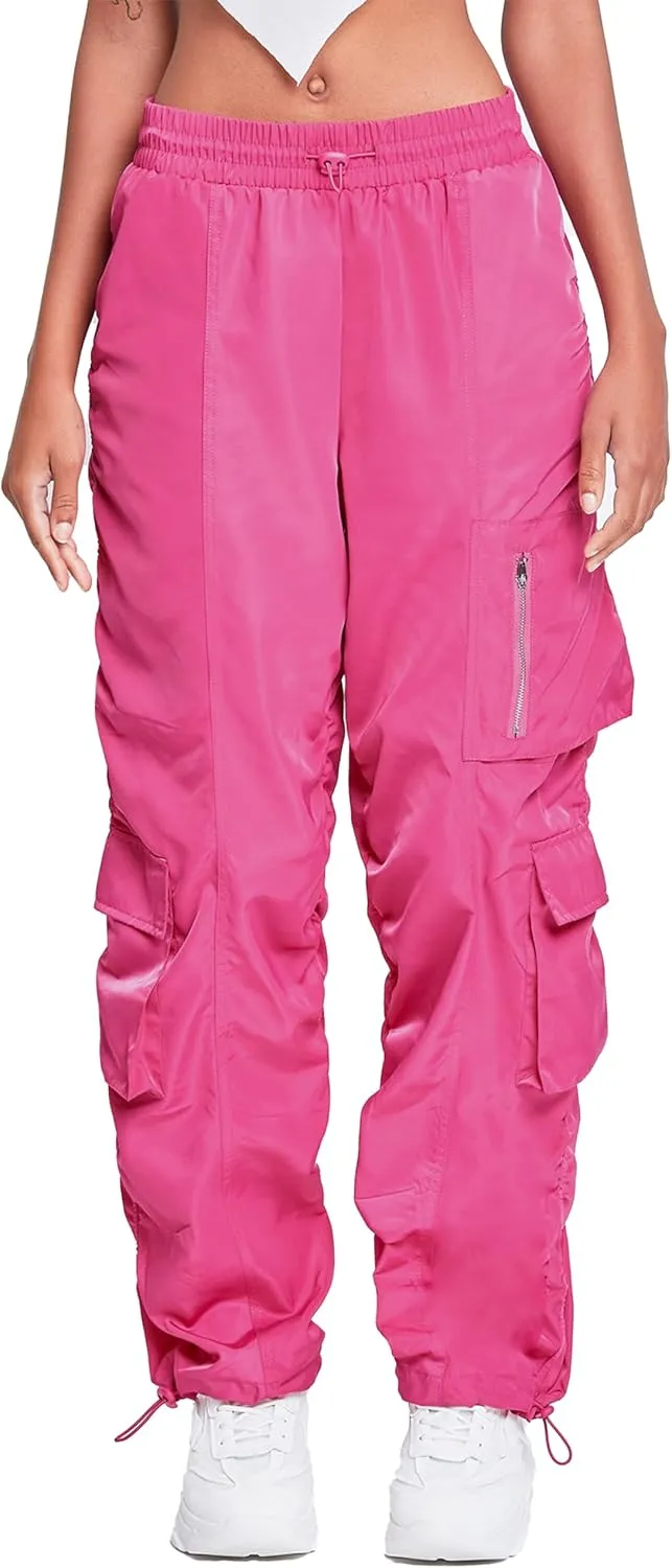 YMI Jeans Women's Rouched Nylon Cargo Joggers