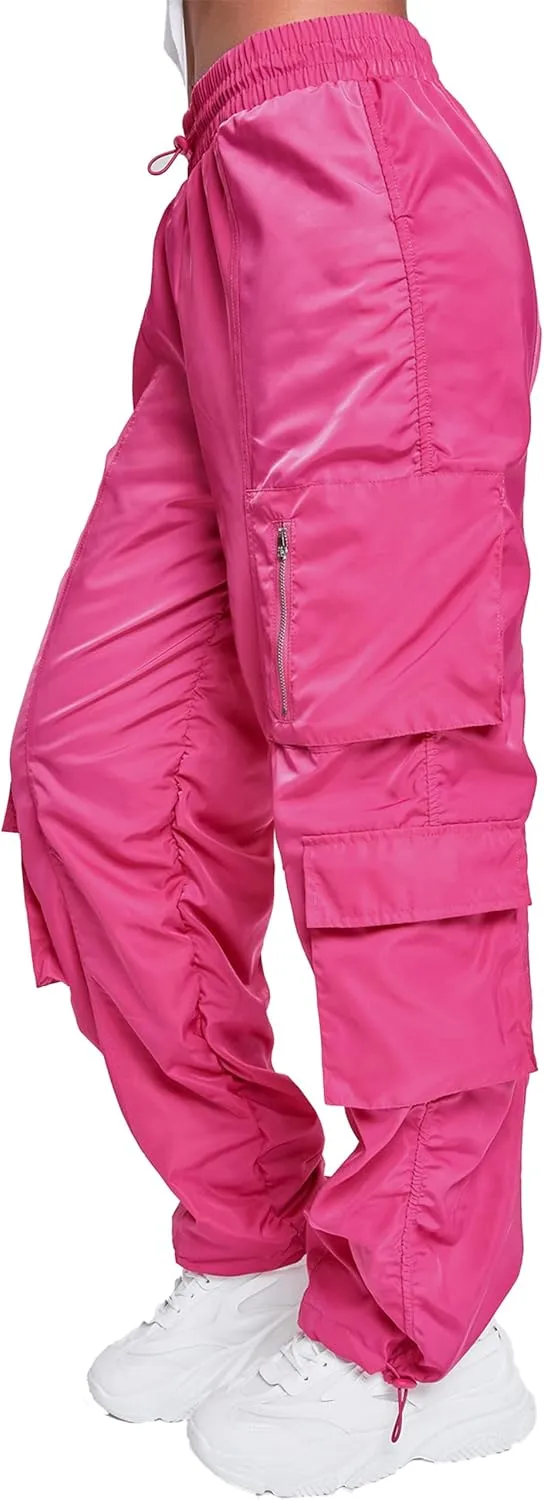 YMI Jeans Women's Rouched Nylon Cargo Joggers