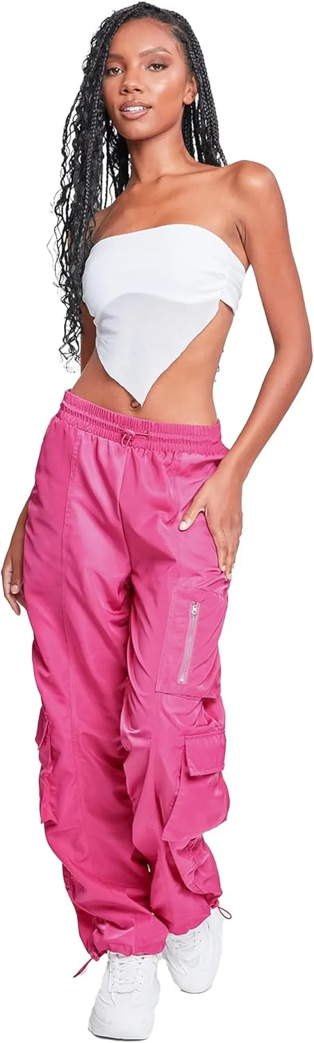 YMI Jeans Women's Rouched Nylon Cargo Joggers