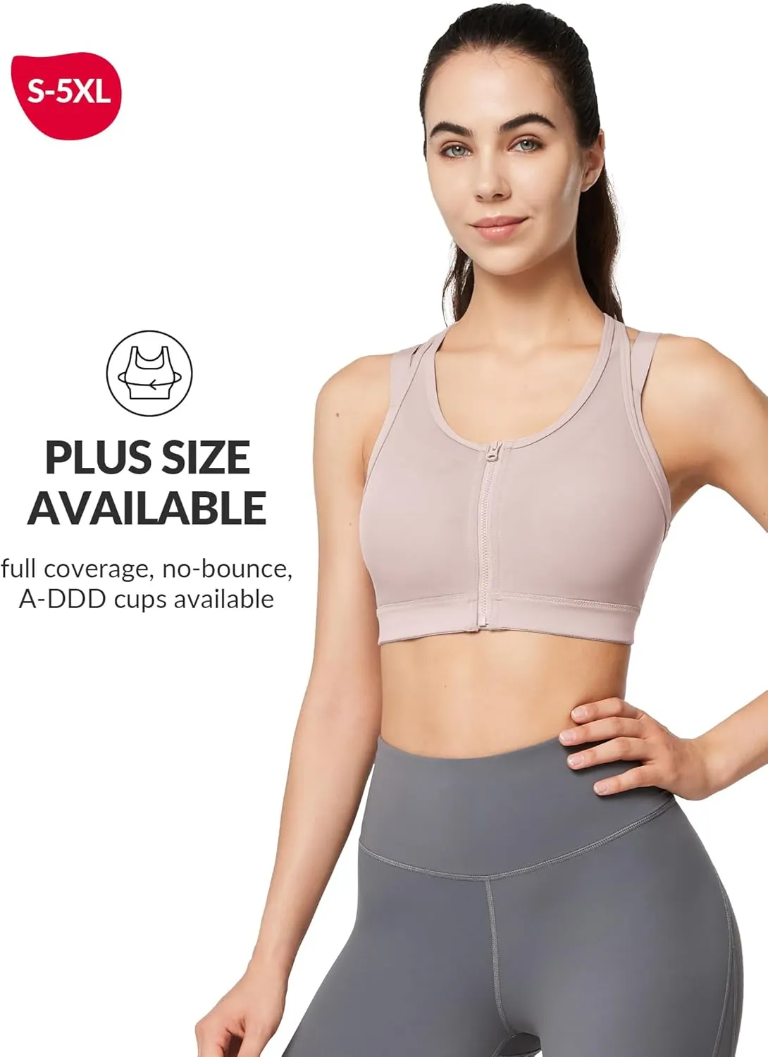 Yvette High Impact Women Sports Bra Front Closure Double Deck Mesh Running Bra for Plus Size for Plus Size