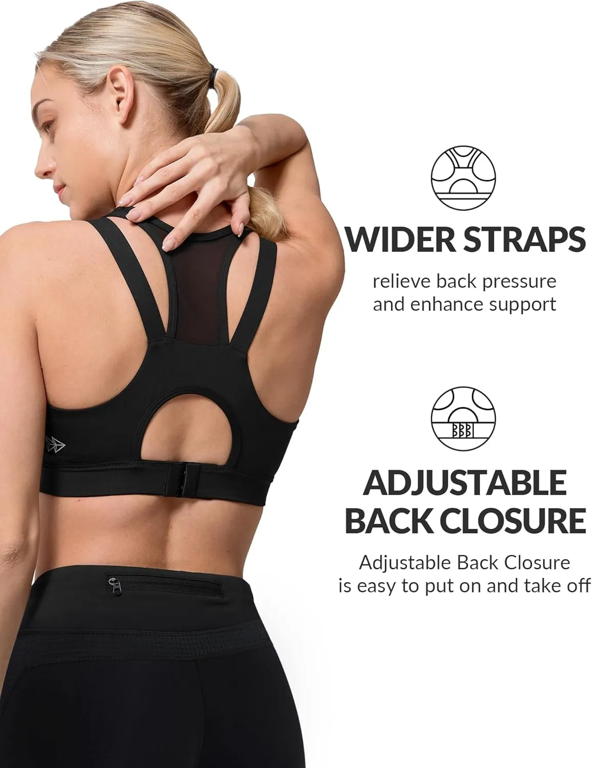Yvette High Impact Women Sports Bra Front Closure Double Deck Mesh Running Bra for Plus Size for Plus Size