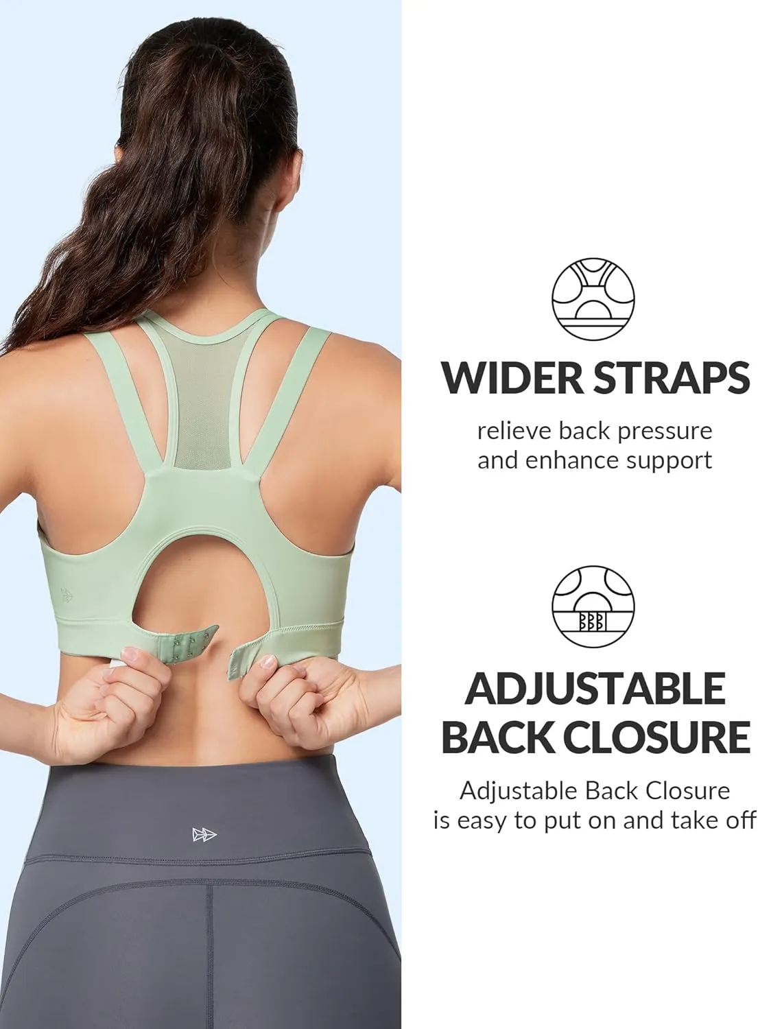 Yvette High Impact Women Sports Bra Front Closure Double Deck Mesh Running Bra for Plus Size for Plus Size