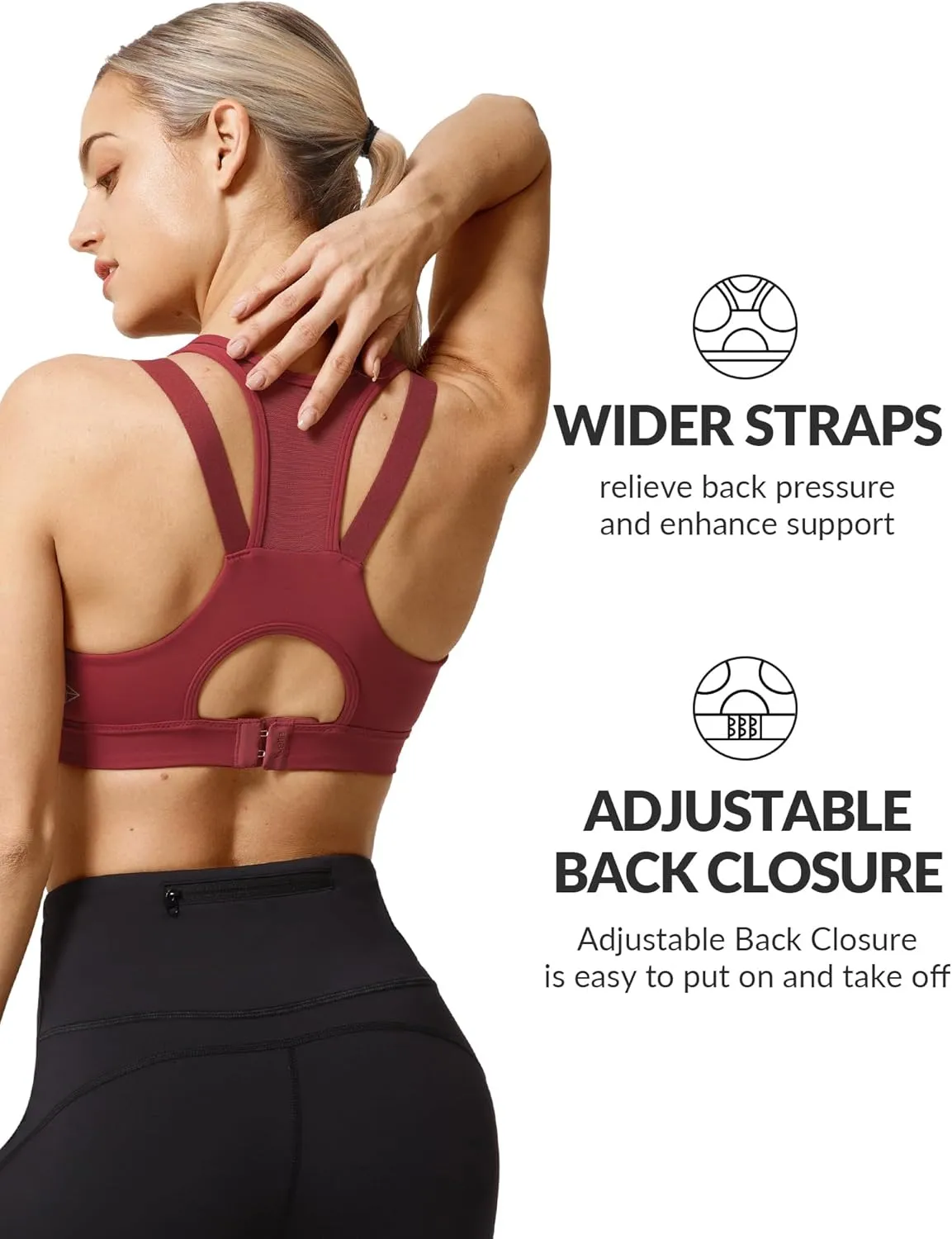 Yvette High Impact Women Sports Bra Front Closure Double Deck Mesh Running Bra for Plus Size for Plus Size
