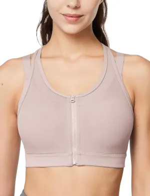 Yvette High Impact Women Sports Bra Front Closure Double Deck Mesh Running Bra for Plus Size for Plus Size