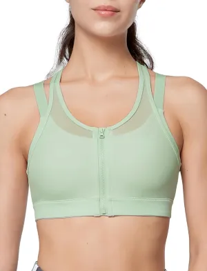 Yvette High Impact Women Sports Bra Front Closure Double Deck Mesh Running Bra for Plus Size for Plus Size
