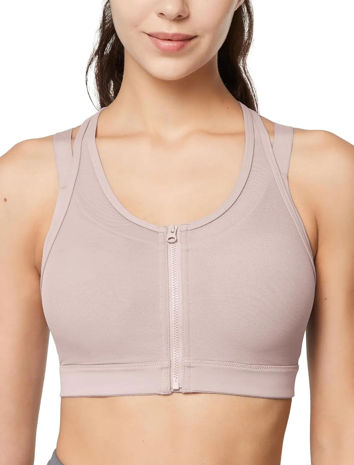 Yvette High Impact Women Sports Bra Front Closure Double Deck Mesh Running Bra for Plus Size for Plus Size