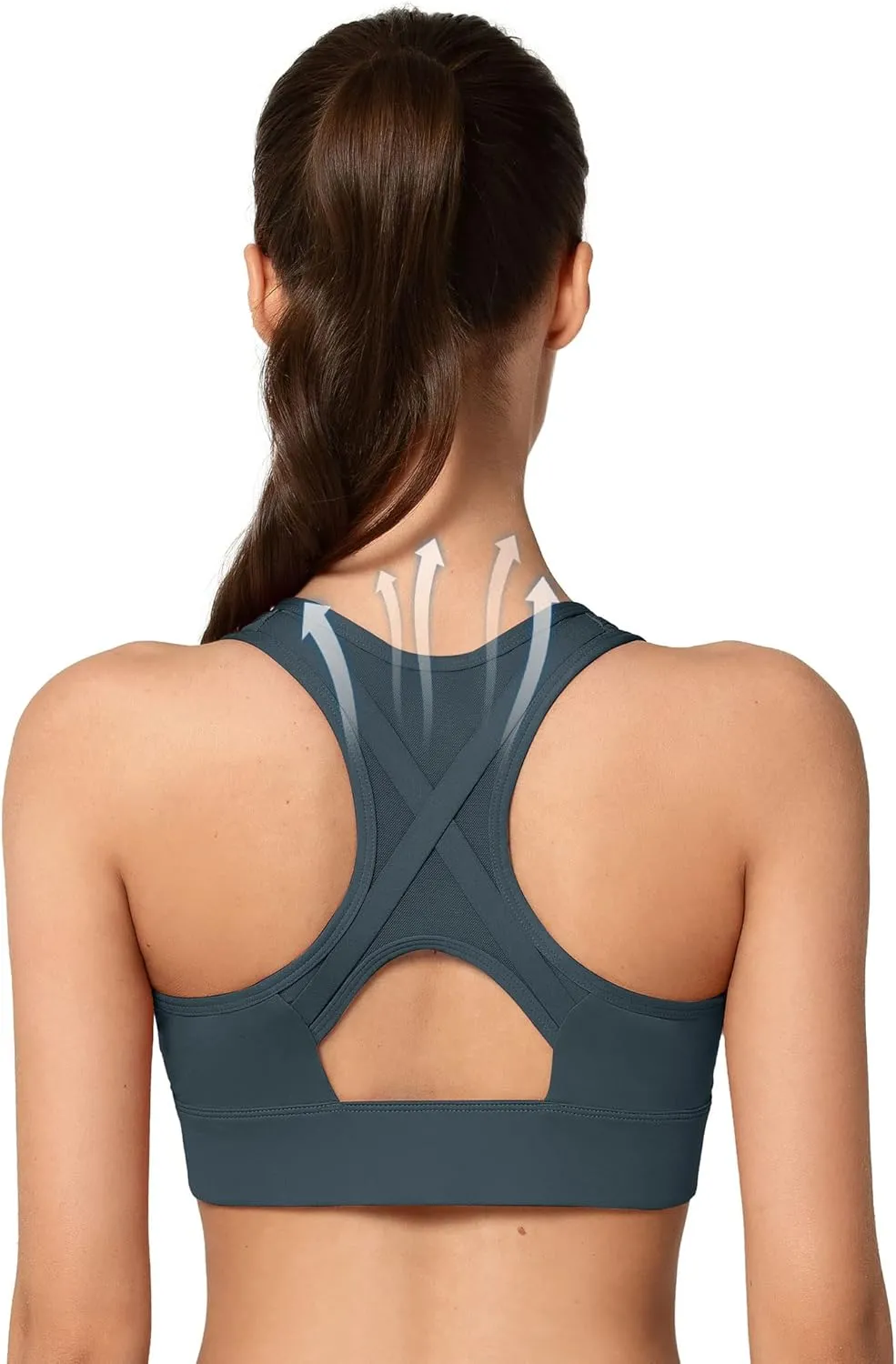 Yvette High Impact Zip Front Sports Bra Mesh Racerback Workout High Support Sports Bras for Women Large Breasts