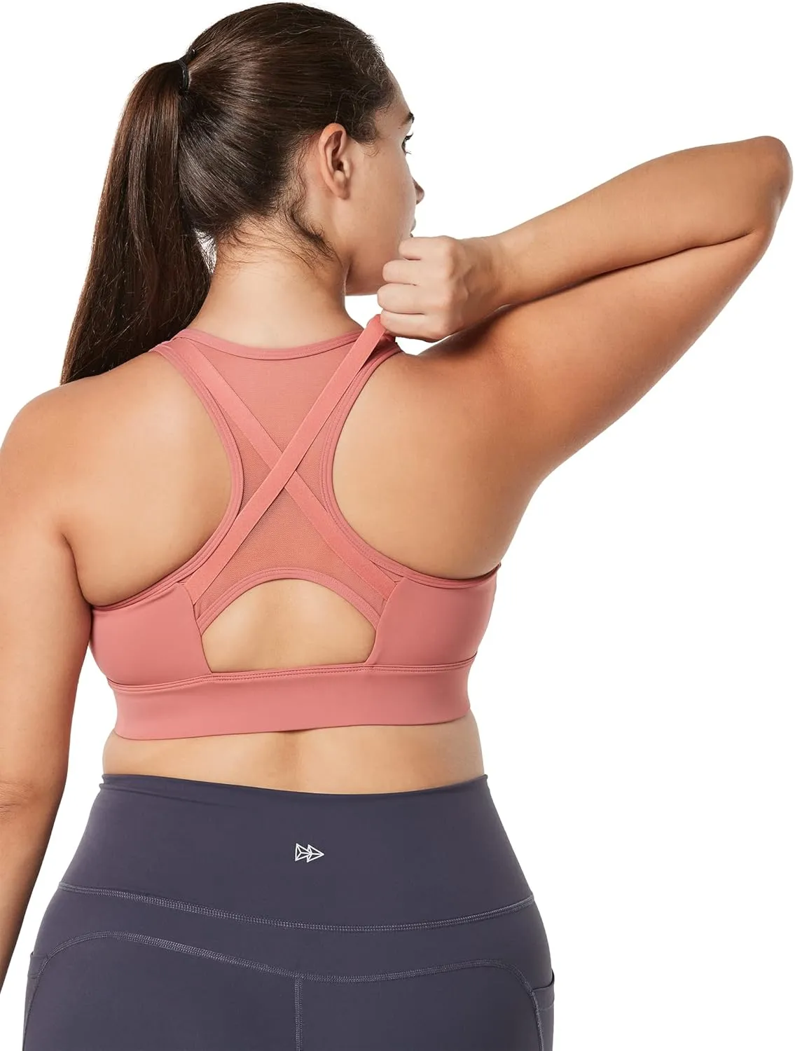 Yvette High Impact Zip Front Sports Bra Mesh Racerback Workout High Support Sports Bras for Women Large Breasts