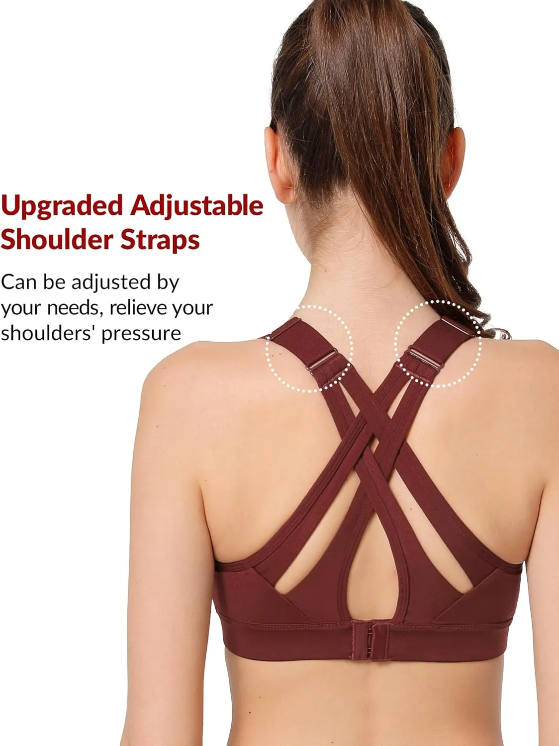 Yvette Sports Bra High Impact Adjustable Criss Cross Back, Full Support for Large Bust No Bounce