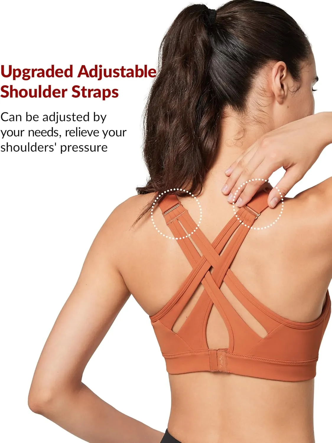 Yvette Sports Bra High Impact Adjustable Criss Cross Back, Full Support for Large Bust No Bounce