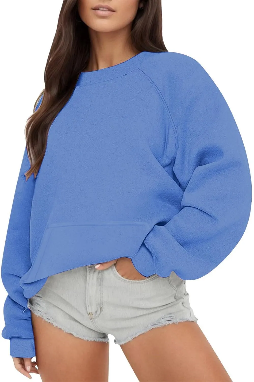 ZDRZK Crewneck Sweatshirts Women Y2K Fall Winter Fleece Fashion Sweatshirt Long Sleeve Casual Slouchy Fit Pullover Tops