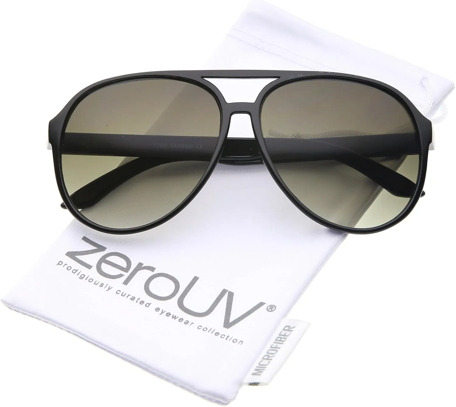 zeroUV Retro Large Plastic Aviator Sunglasses with Blue Light Driving Lens