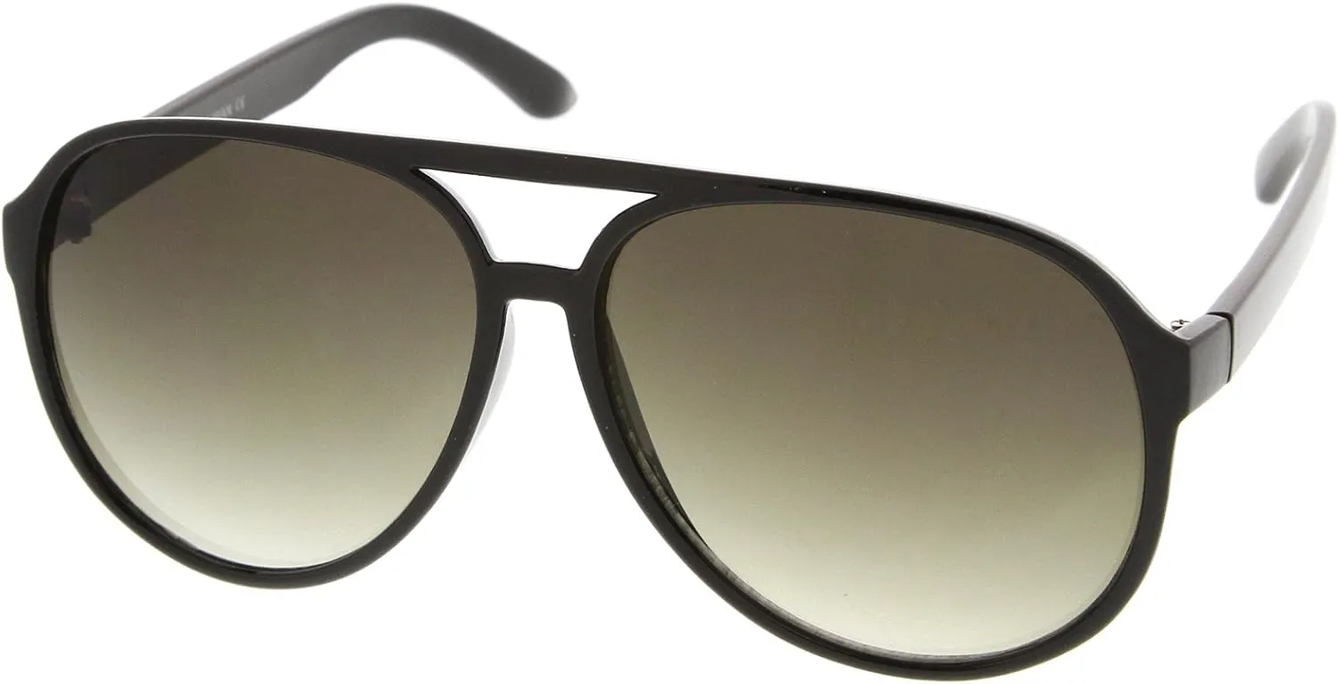 zeroUV Retro Large Plastic Aviator Sunglasses with Blue Light Driving Lens