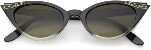 zeroUV Women's Retro Rhinestone Embellished Oval Lens Cat Eye Sunglasses 51mm