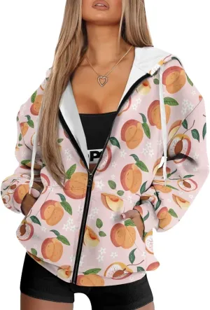 Zipper Hoodies for Women Oversized Sweatshirt with Pockets Sweater Hooded Sweatshirt Fall Clothes Activewear