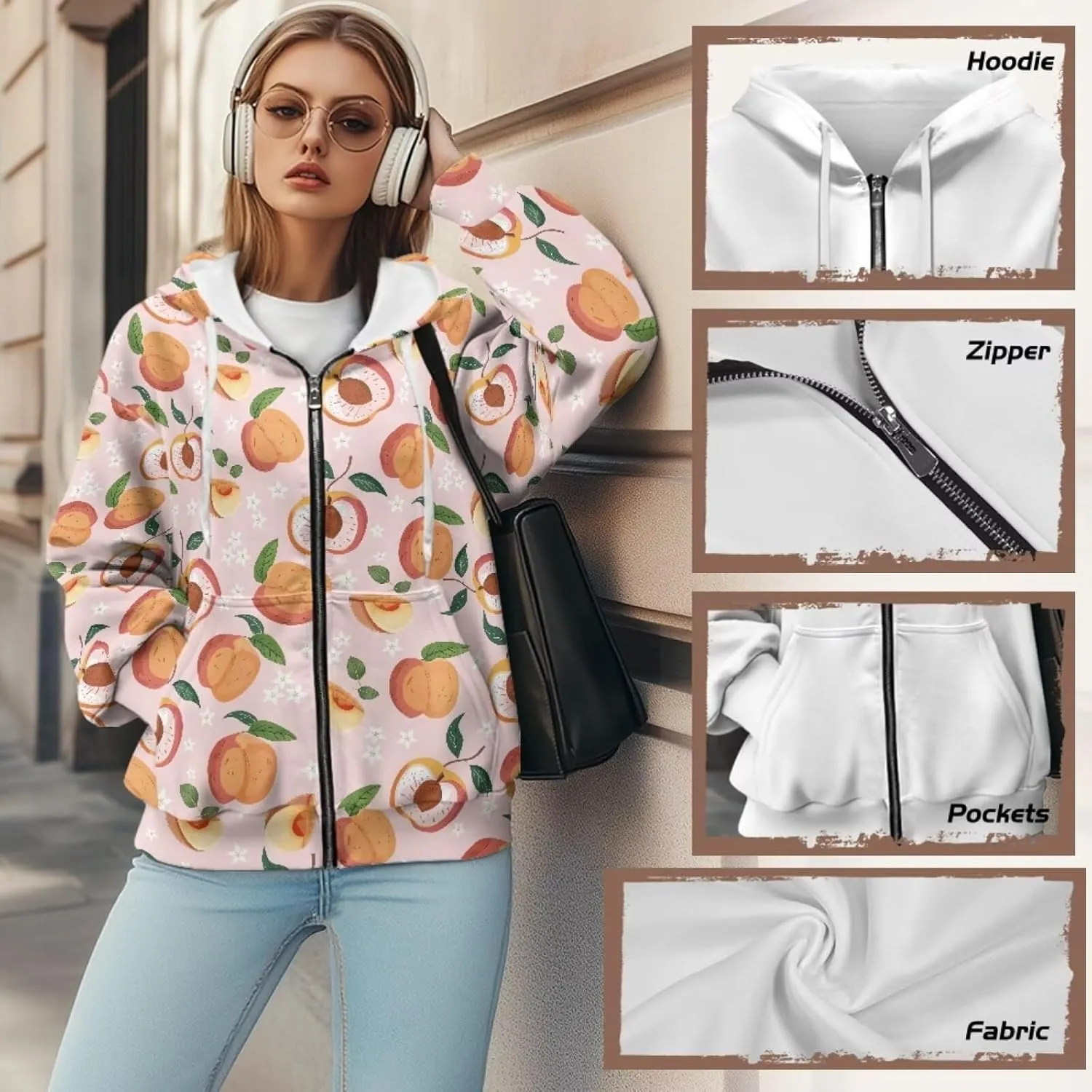 Zipper Hoodies for Women Oversized Sweatshirt with Pockets Sweater Hooded Sweatshirt Fall Clothes Activewear